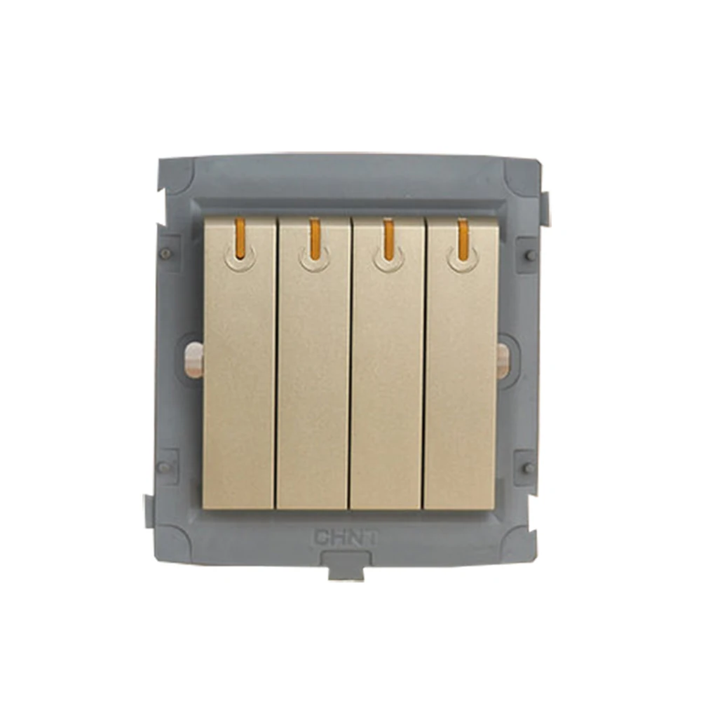 

CHINT On/off/on Wall Switch 86 Type Wall Switch Socket Light Champagne Gold Five Hole Four Gang One Way