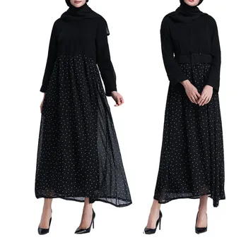 

Bottoms Ankle-Length Islamic Party KaftanMuslim Women Islamic Splicing Easy Long sleeves Plus Size Middle East Long DressY53