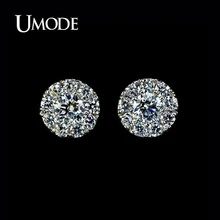 UMODE Top Quality Women’s Silver Summer Jewelry White Copper Stud Post Earrings With 0.25 Carat Cubic Zirconia AUE0007