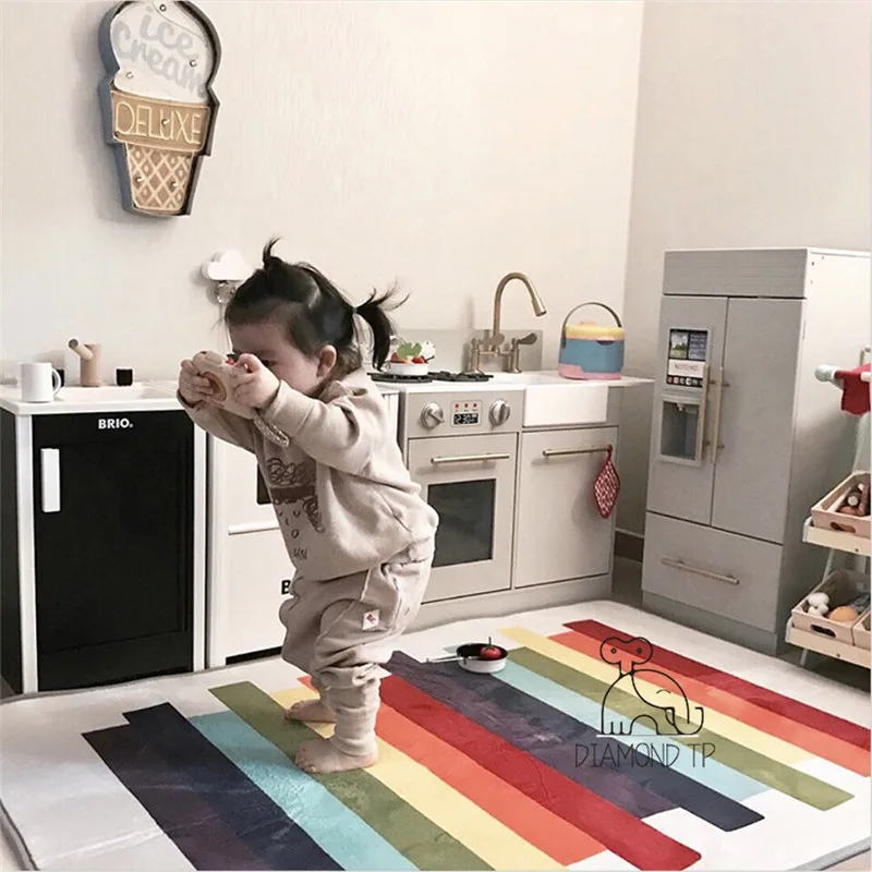 

100x15cm Developing Mat INS Children's Color Strip Game Mat Baby Room Decoration Baby Crawling Mat Studio Props Photography Boy