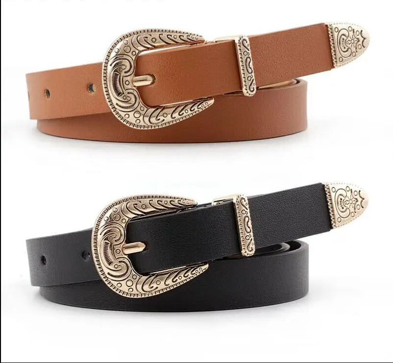 

2019 New Fashion Womens Ladies Wast Belt Vintage Metal Buckle Thin Quality Faux Leather Waist Band