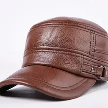 Мужская осенне-зимняя шапка из натуральной коровьей кожи, Мужская теплая спортивная одежда из натуральной кожи, шапка с козырьком TB398