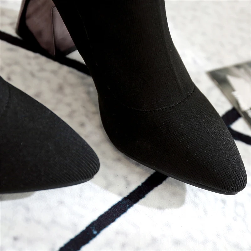 Размера плюс 42 женские 7,5 см высокие каблуки лодыжки белые носки сапоги прозрачные каблуки сексуальные фетиш сапоги атласные шелковые туфли