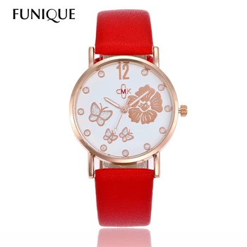 

FUNIQUE Rhinestone Women's Wrist Watch Leather Quartz Hours Clock Floral Numerals Clock Feminino Ladies Watch For Dropshipping