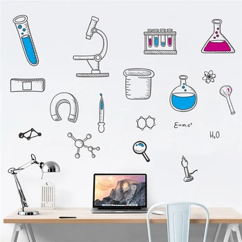 

chemical instrument museum wall stickers for kids rooms window glass school home decor pvc wall decals diy mural art poster