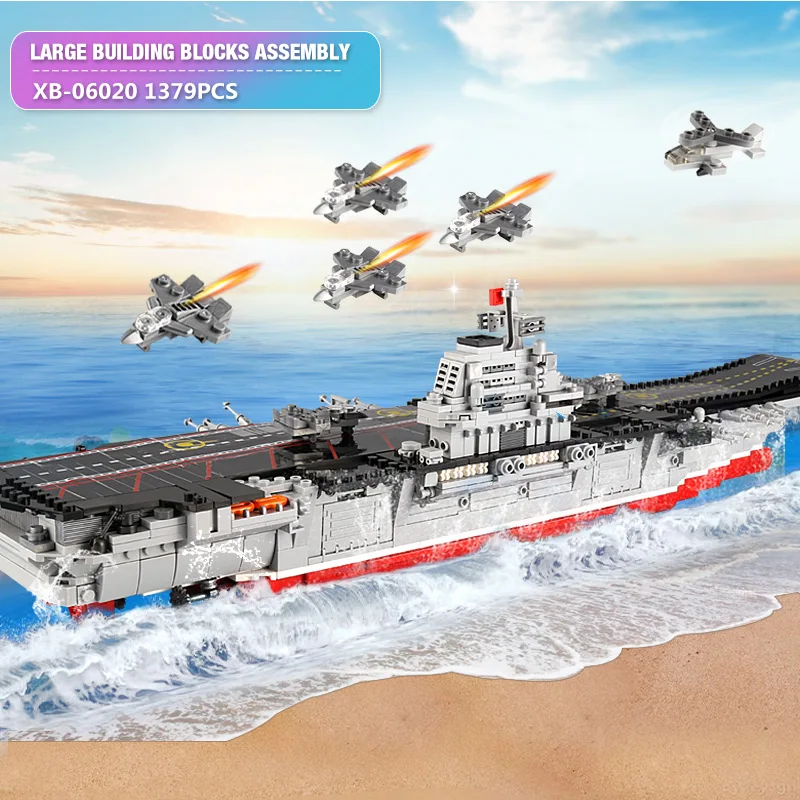 

XINGBAO 06020 New 1355PCS Military Series The Aircraft Ship Set Building Blocks Bricks Toys Educational Kids Toys Gifts Models