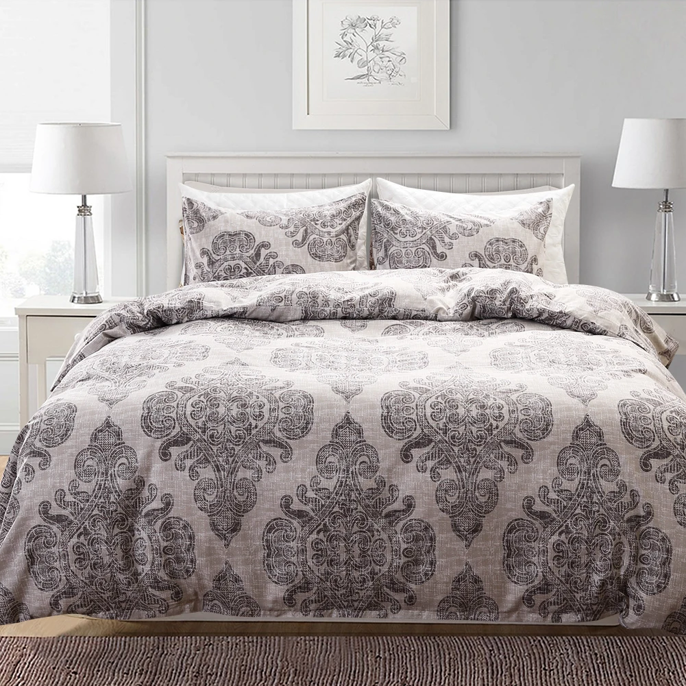 

HM Life Duvet Cover Set Queen Size Imitate Egypt Cotton Printed With Elastic Brand 100% Polyester Bedding Set Without Bed Sheets