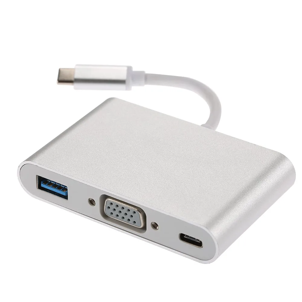 

USB 3.1 Type C to VGA & USB3.0 OTG & USB-C Female Charger Adapter for 12" Apple New Macbook Projector