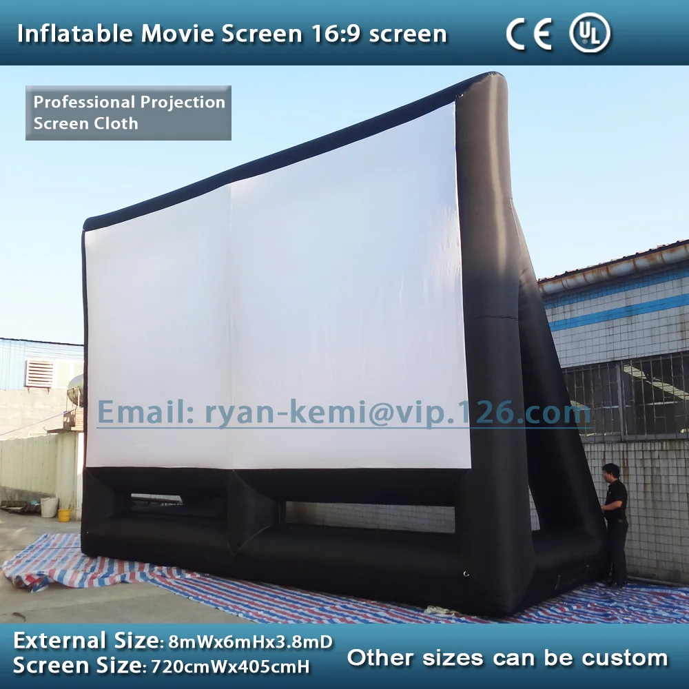 Free shipping 8x6m giant inflatable movie screen inflatable projection movie screen inflatable film screen