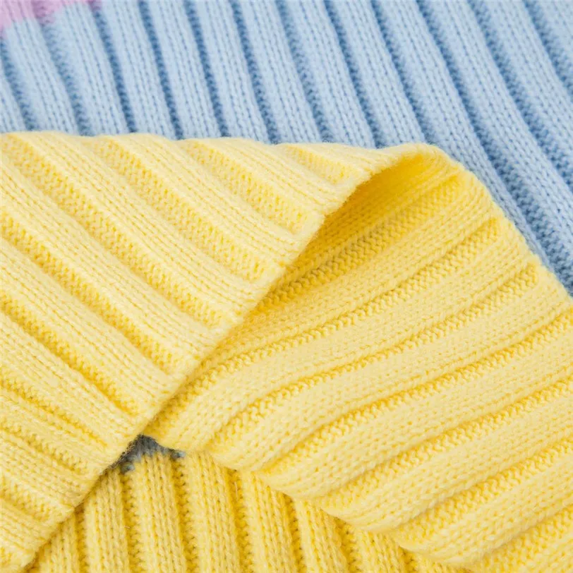 chic rainbow pullover women 2018 stripe women's sweater knitted pulover feminino manga longa inverno dropshipping #F#40OT5 (2)