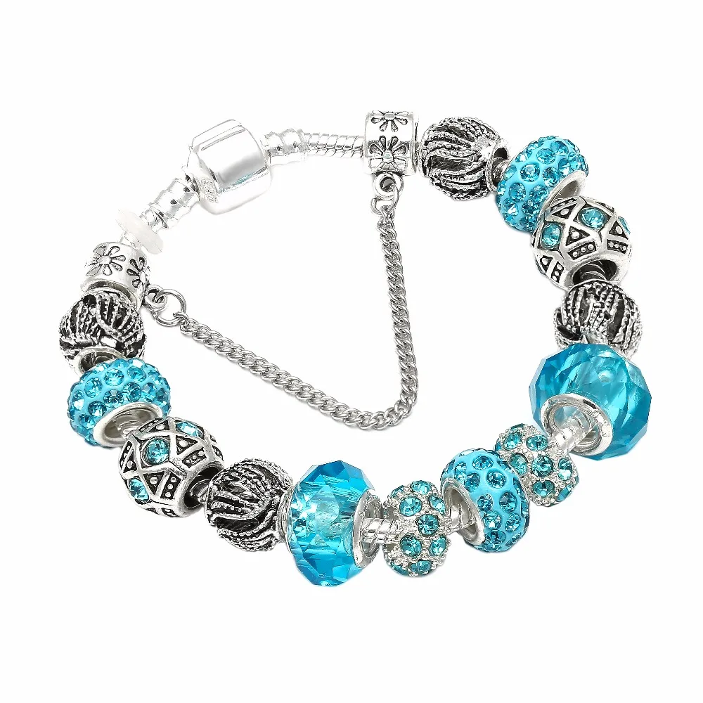 Aliexpress.com : Buy MISSITA Silver Charm Bracelet & Bangle with Blue ...