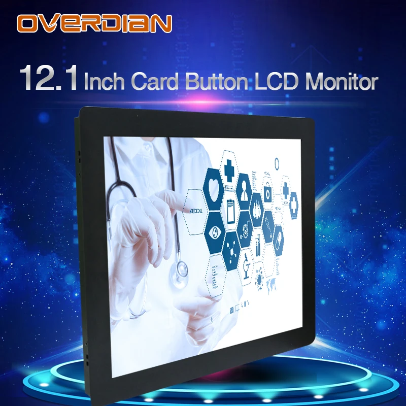 

12inch/12.1inch Resistance Touch Industrial Control Lcd MonitorVGA/DVI/USB Connector Metal Shell Card Buckle Type Installation