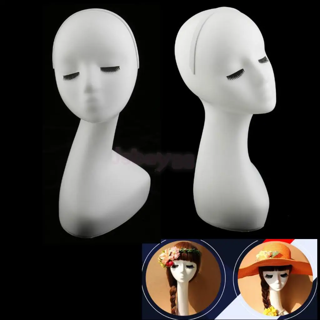 Long Neck Female Mannequin Head Bust Wigs Hat Cap Necklace Showcase