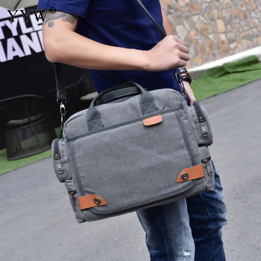 Document Bag Fashion Business Office Briefcase Canvas Handbag Black
