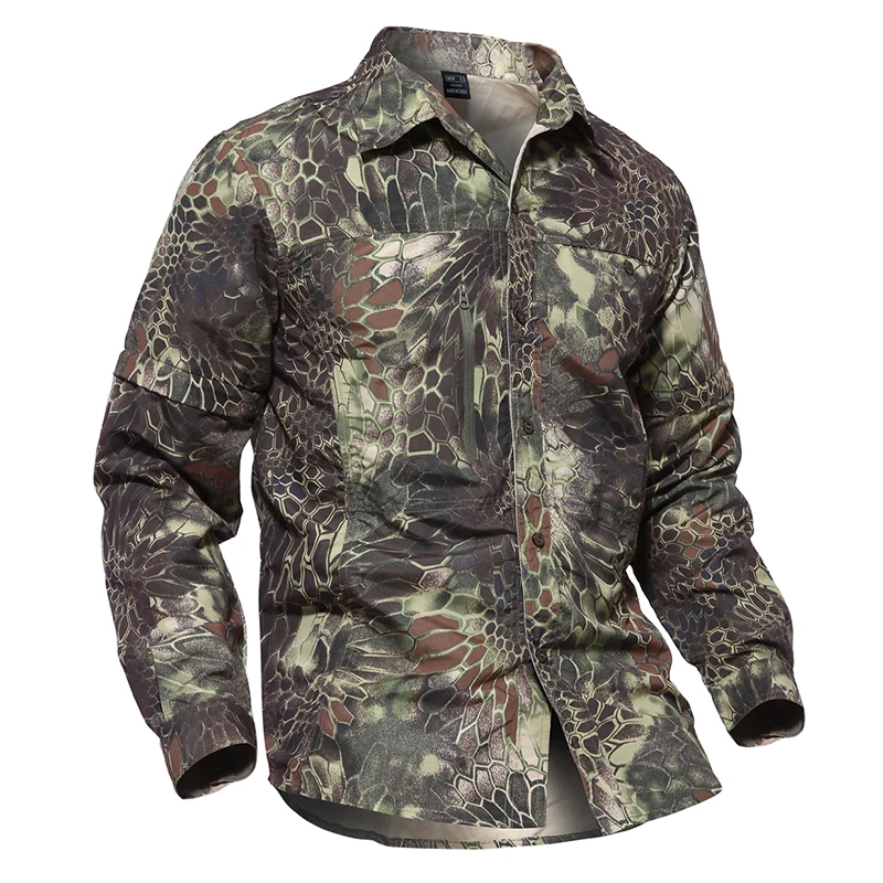 S. ARCHON летняя тактическая Съемная камуфляжная рубашка мужская Весенняя с длинным рукавом Съемная Военная рубашка мультикам армейская