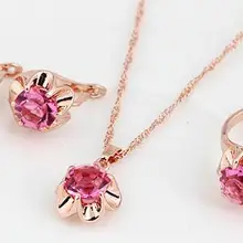 Прекрасный прекрасный Камень Девушка Цветной Циркон воды дрель невесты ювелирные изделия ожерелье серьги кольцо из трех частей серебро