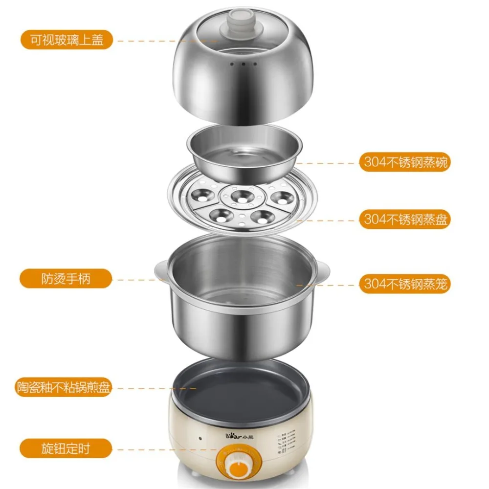  Original xiaomi mijia stainless steel egg cooker insulation anti-scalding handle 30 minutes time ca