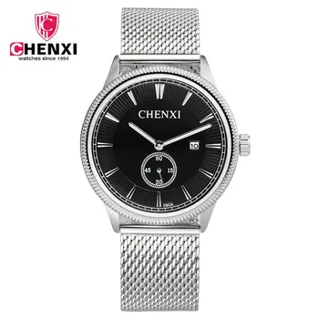 

Chenxi Brand Reloj Hombre Men Watch Automatic Date Mesh Steel Quartz Wrist Watch Classic Calendar Waterproof Clock Montre Homme