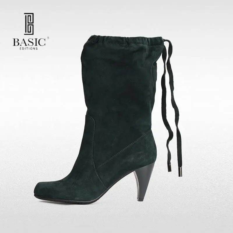 

Basic Editions Women Genuine Leather High Heel Winter Short Ankle Boots -A13-1023 AJ226