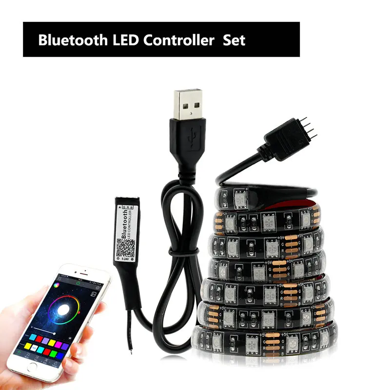 5 в USB Светодиодная лента RGB PC 5 в 5050 ТВ ПОДСВЕТКА Водонепроницаемая RGB 5 в Светодиодная лента USB 5 В Светодиодная лента Водонепроницаемая с контроллером - Испускаемый цвет: Bluetooth Controller