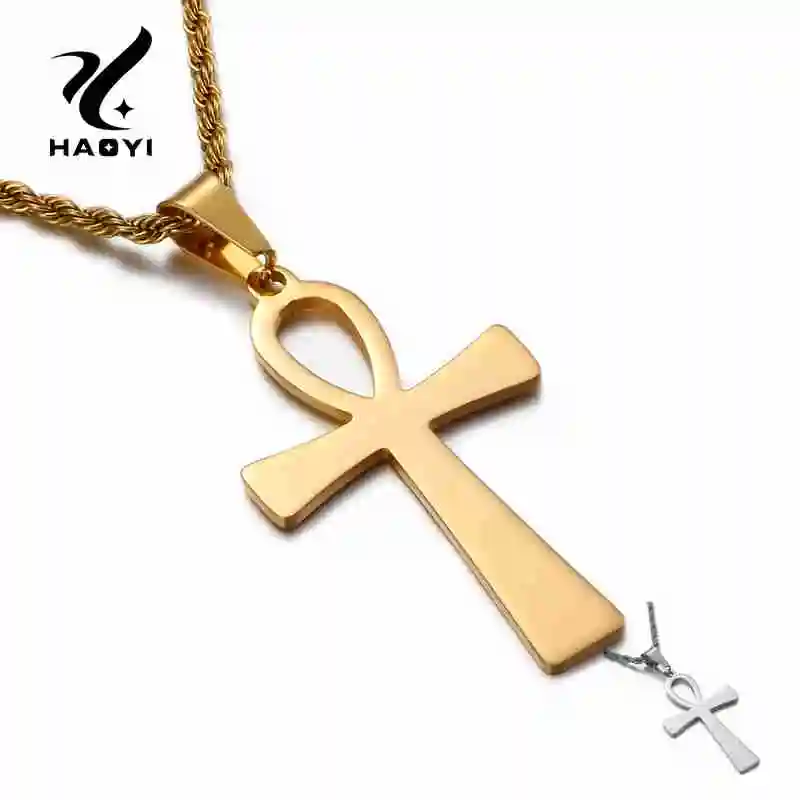 

Egypt Cruz Pendant Necklace For Men Stainless Steel Symbol Of Life Charms Fashion Classic Male Jewelry Sliver/Gold