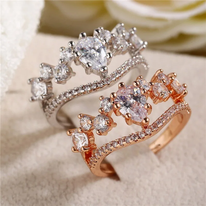 Симпатичные Boho Женская queen кольцо Корона Винтаж 925 серебряные обручальные кольца для Женская циркониевая обручальное кольцо с камнем, подарки ко дню Святого Валентина