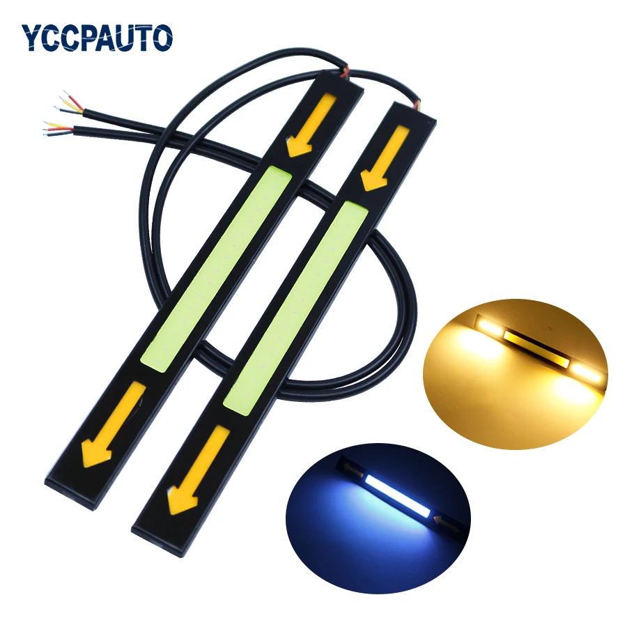 

YCCPAUTO Car Turn Signal DRL Side Indicator Lights Arrow Panel Straight Lamp Ice Blue/White/Blue 2pcs Car Styling Working Light