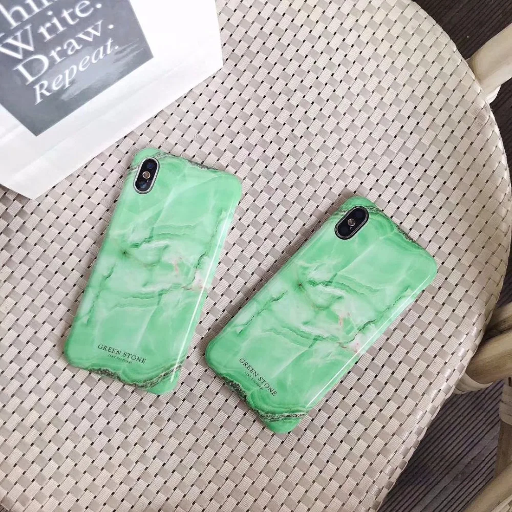 Newest Granite Green Marble Texture Pattern Phone Cases For iphone 6 Case 8 7 6S Plus X TPU Soft Back Cover Capa | Мобильные
