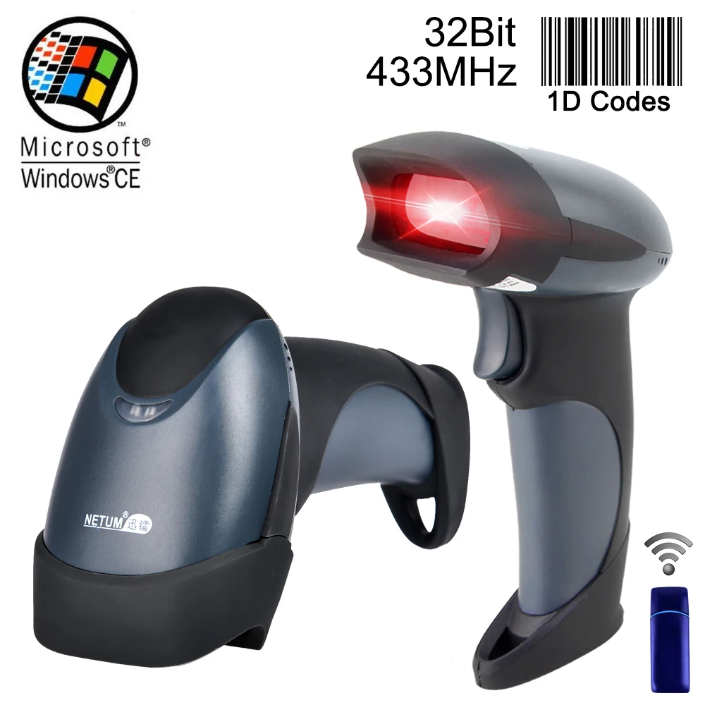 NETUM NT-M2 ليزر قابل للنقل اللاسلكية الباركود ماسحة قارئ USB 433 MHz 256KB فلاش الذاكرة 3000 شريط رموز ويندوز ماك