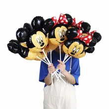 1pc Mini Mickey Minnie Mouse head foil balloon Kids Birthday Party Decoration Baby Shower Supplies Inflatable balloons 35*30cm