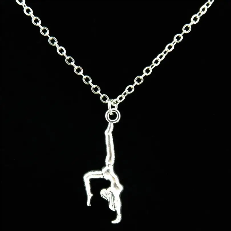 Free shipping R1697 17 5 Silver Gymnastics Female Gym Sport Pendant