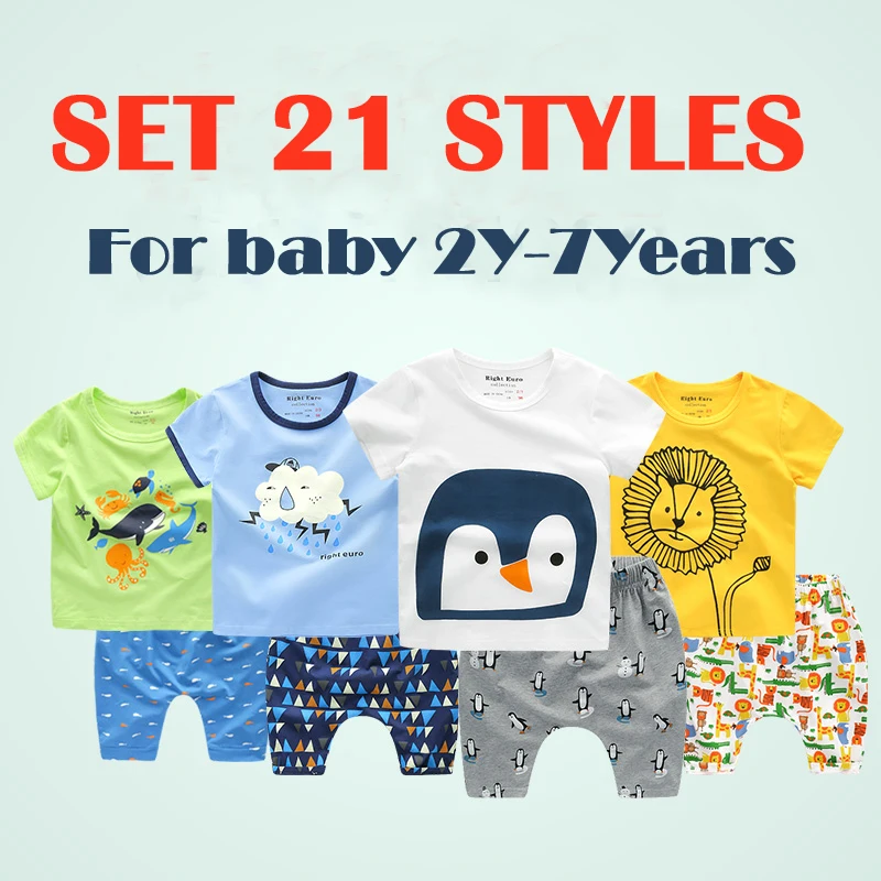 Brand Baby Boy Shorts Suit Two Pieces Summer Children Clothing Kids