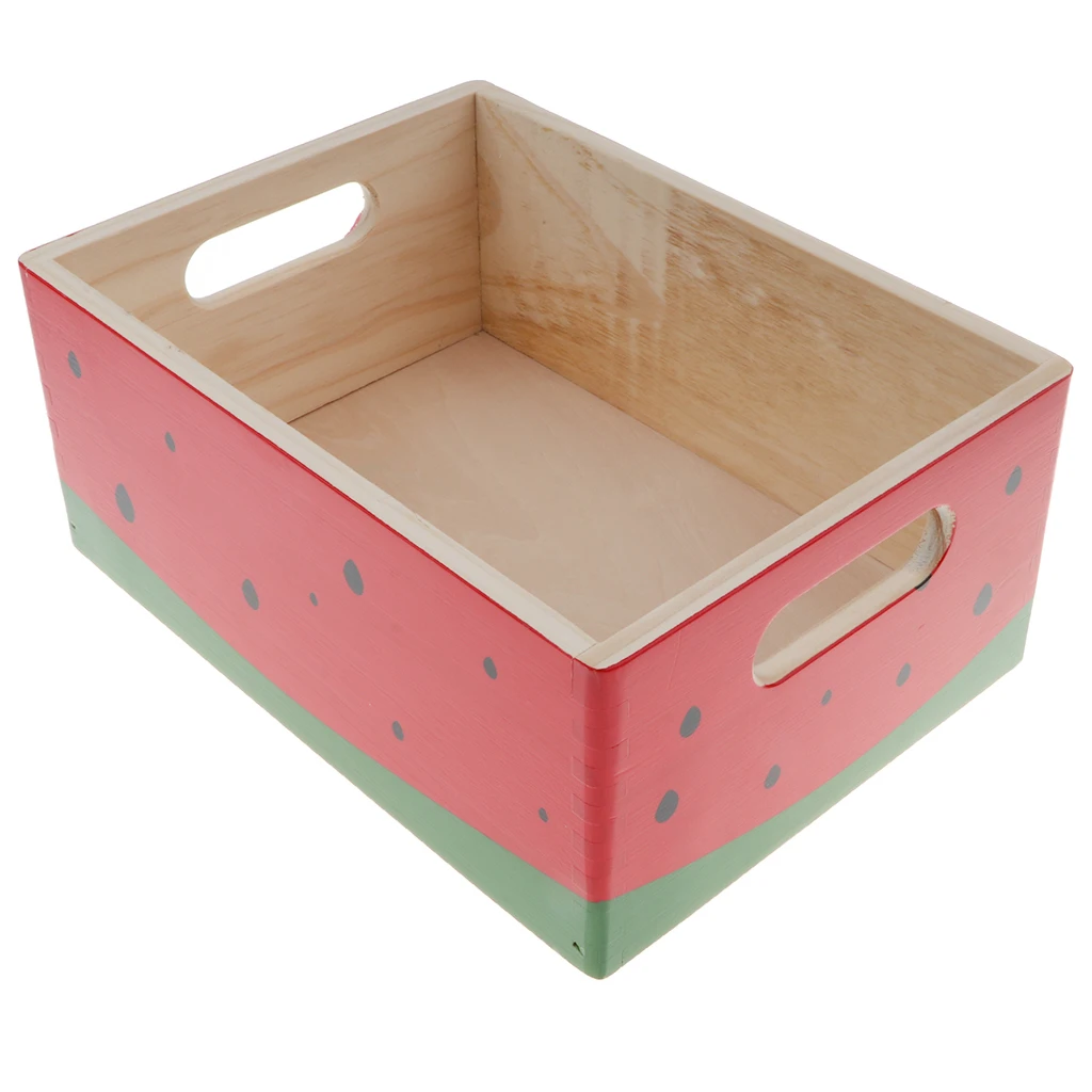=Wooden Watermelon Storage Box for Ketchup Play Food Kitchen Pretend Play Cooking Props Chef Role Play Preschool Toys