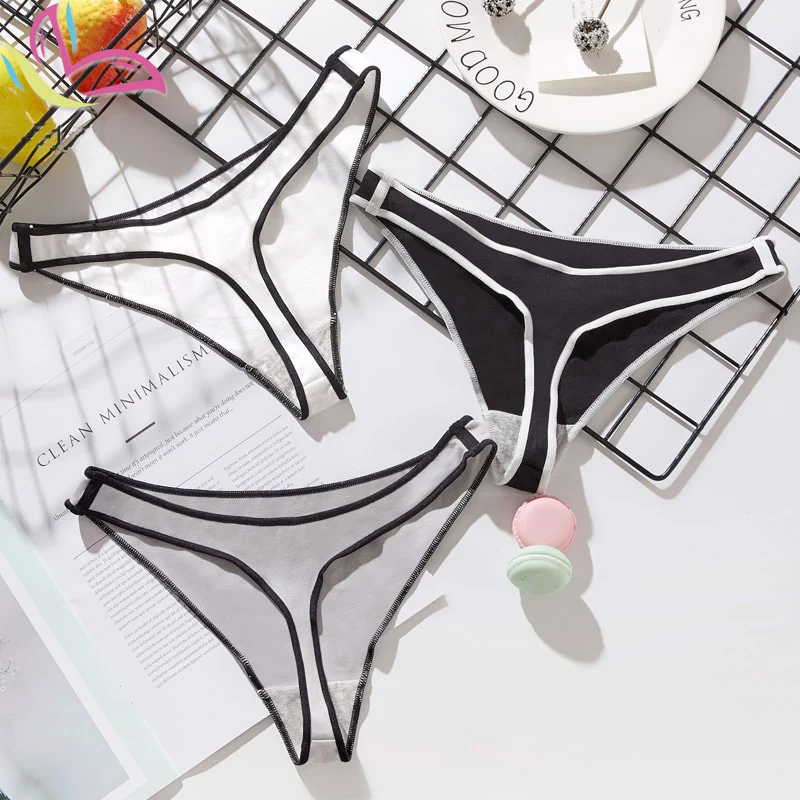 

2019 Panties Woman Lace Sexy G-String 3 Pieces Briefs Lingerie Low Waist Cotton Crotch Woman Panty Soft New T-back Female Underw