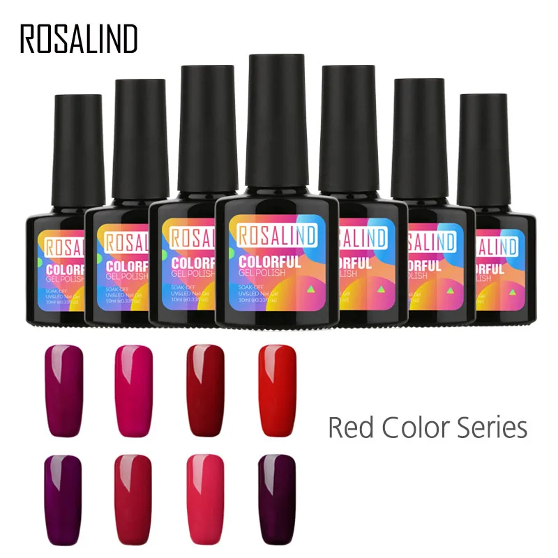 

ROSALIND Gel 1S 10ML Red Color Series Gel Nail Polish 12Colors UV Gel Lacquer Soak Off Vernis Semi Permanent UV Led Nail Varnish