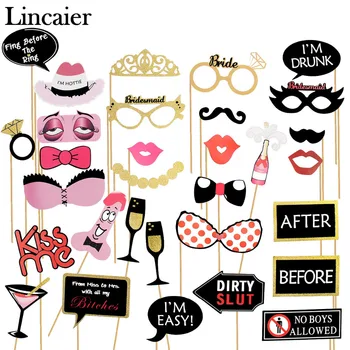 

31pcs Bachelorette Hen Party Photobooth Decorations Team Bride to be Wedding Table Bridal Shower Girls Night Supplies
