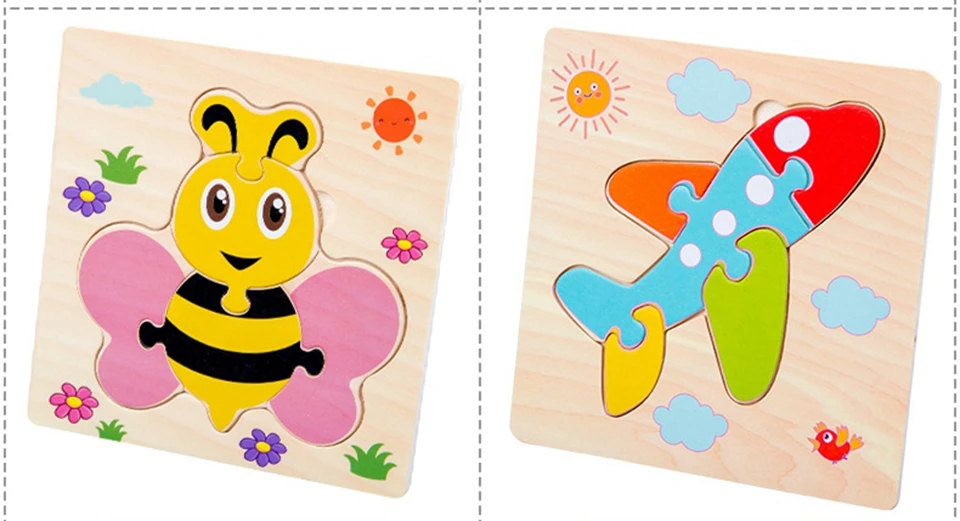 Kids Toys Montessori 3D Puzzles Toys for Children Cartoon Traffic Animal Wooden Puzzle Jigsaw Baby Education Toy Puzzles Gift