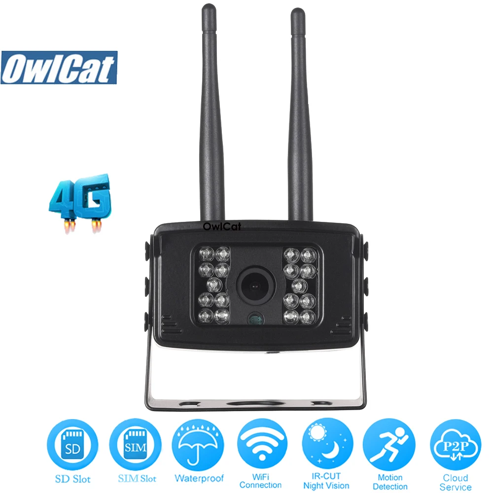 

OwlCat HD 1080P 3G/4G SIM Card WIFI IP Camera Outdoor Security Network CCTV Mini Camera 2.0MP Remote Monitoring SD Slot P2P