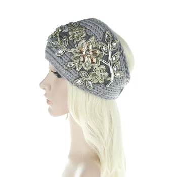 

10pcs 2018 Women Wide Knitting Woolen Headband Winter Ear Warmer Crochet Turban Hair Accessories Women Girl Rhinestone Hair Band