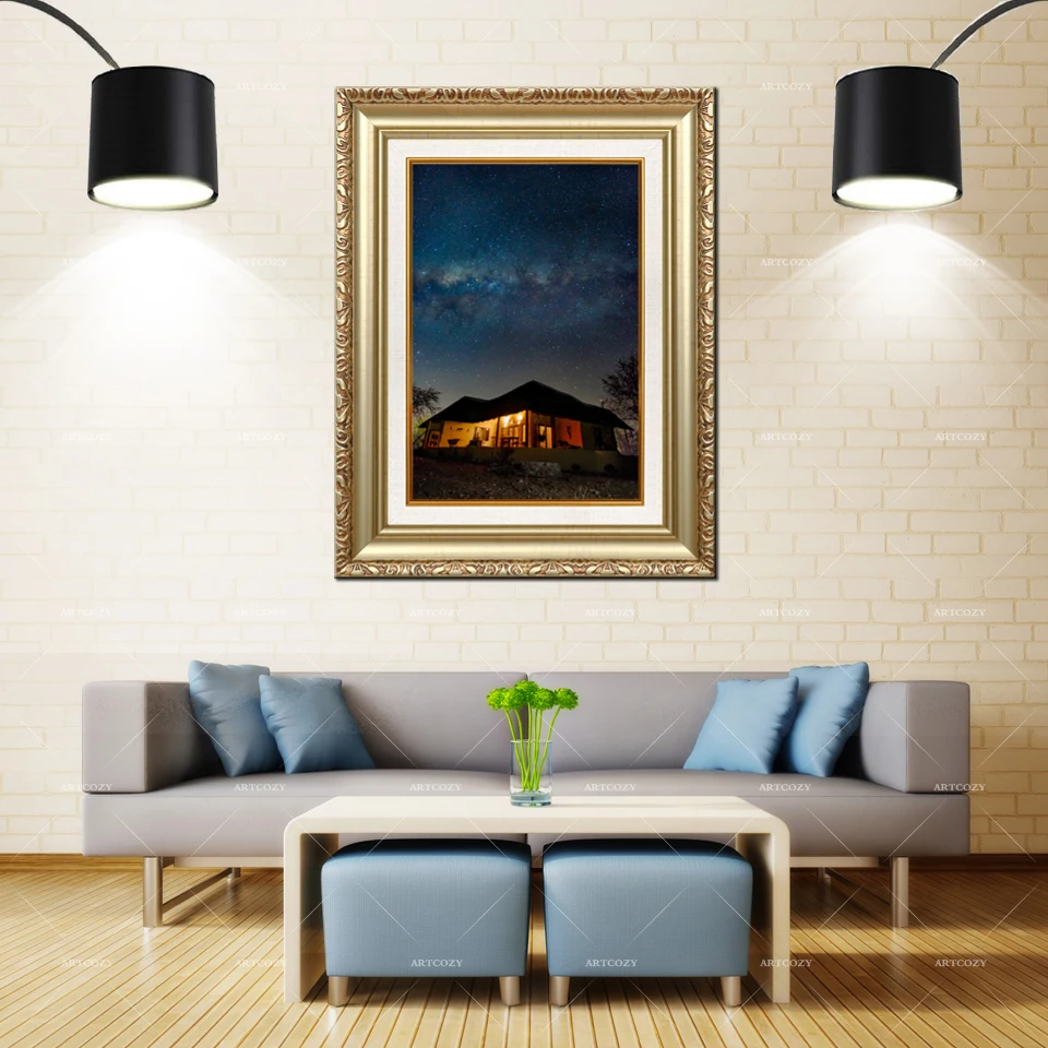 

Artcozy Golden Frame Abstract star Night Waterproof Canvas Painting