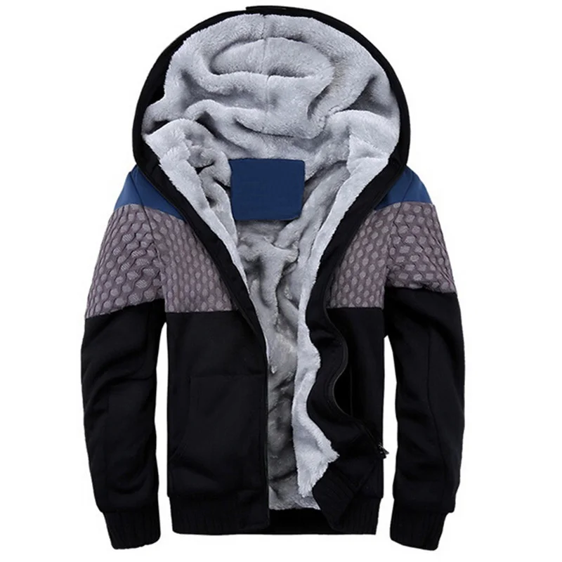 YUNY Mens Stitching Jackets Zip-up Casual Hood Cardigan Outwear Tracksuit Top Gray L
