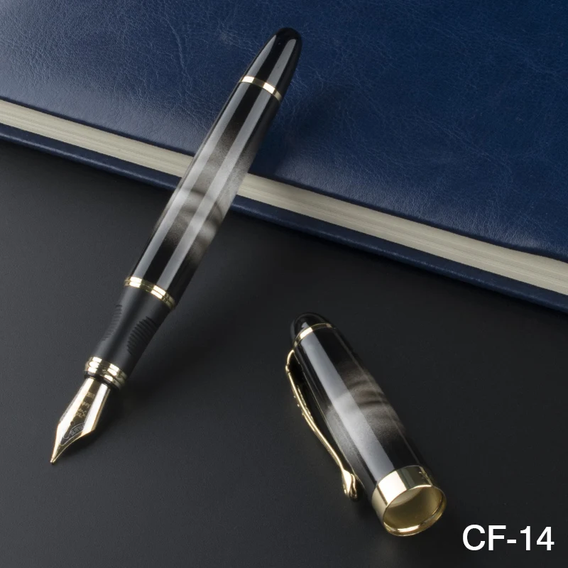 JINHAO X450 черный/золотой 0,7 мм 18KGP широкий наконечник ручка JINHAO 450 бизнес и 5 шт. чернила 15 Выборочные цвета