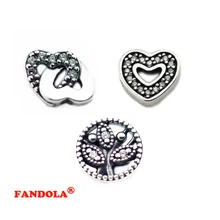 Подходит для браслетов Pandora, плавающий медальон, кулон, ожерелье, миниатюрные элементы, упаковка из серебра с сердечками и бусинами семейного дерева