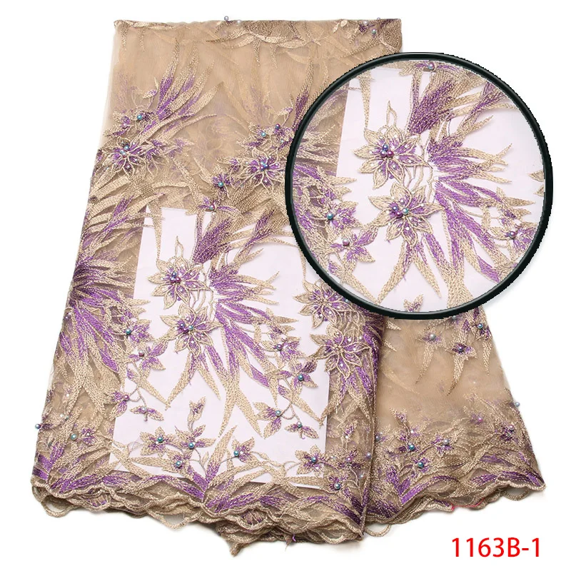 

3d Lace Fabric 2017 High Quality Lace Beautiful African Lace Fabric With Beaded Embridery Tulle Lace Fabric For French XZ1163B-1