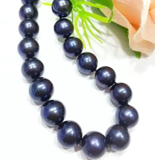 

HUGE 18"10-11MM NATURAL TAHITIAN GENUINE BLACK PEARL NECKLACE