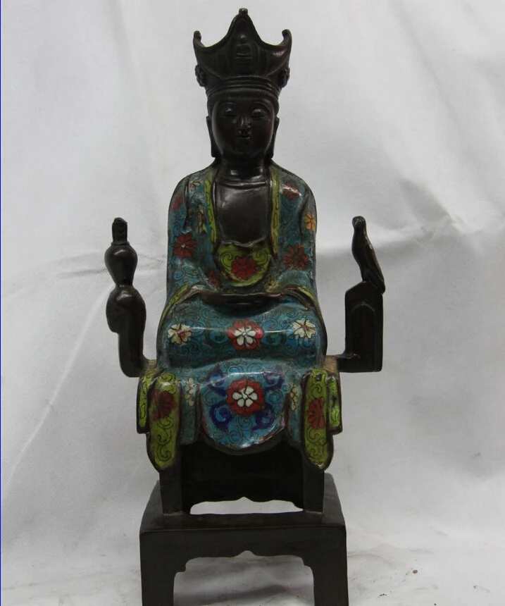 

150401 S0685 Tibet Old Bronze Cloisonne Northern Wei Dynasty Kwan-Yin Guanyin Buddha Statue