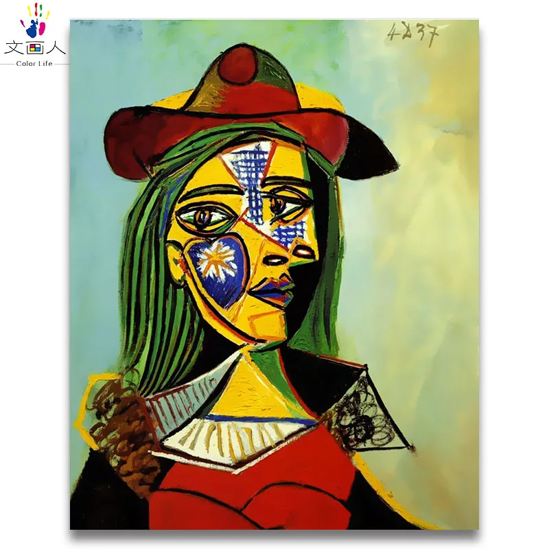 Женщина с книгой Пикассо абстрактные известные картины по номерам с красками на холсте нарисованные красками по номерам hoom Декор - Цвет: 6351 Crying woman