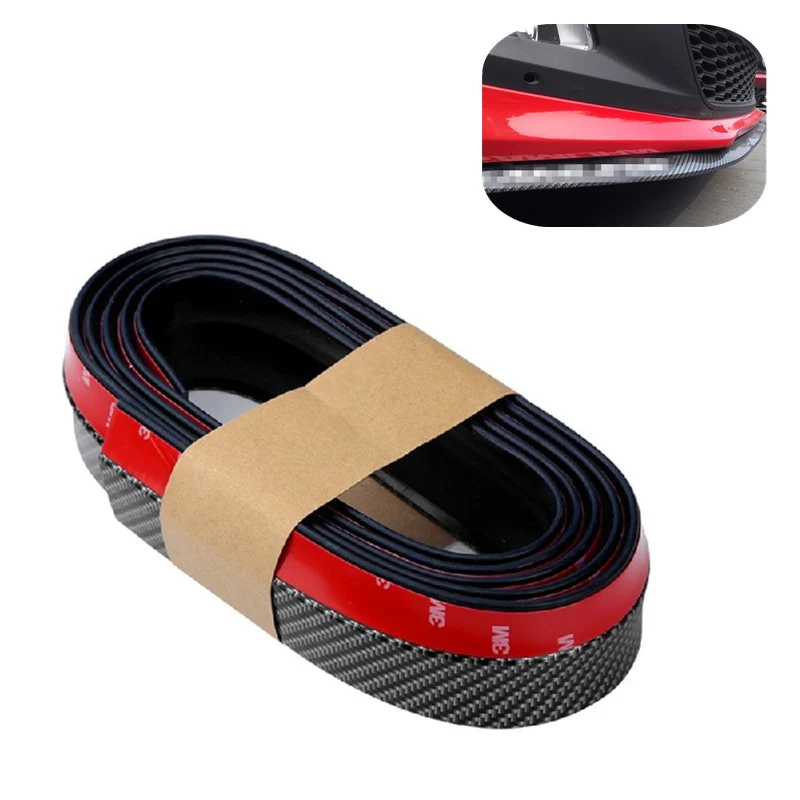 Carbon Fiber Rubber Soft Black Bumper Strip Car Exterior Front Bumper