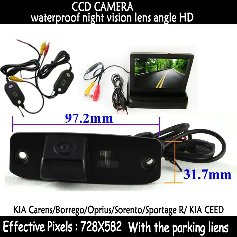 Беспроводной 4 3 &quotцветной автомобильный зеркальный монитор заднего вида + CCD HD