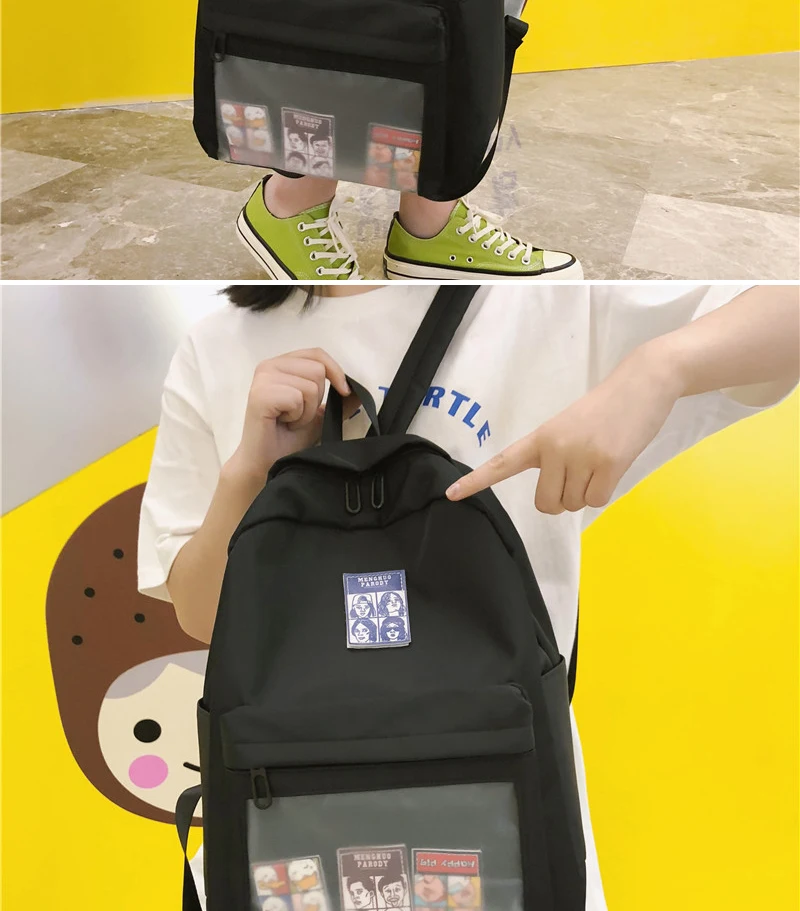 Высококачественный водонепроницаемый нейлоновый женский рюкзак, женская прозрачная передняя школьная сумка с карманами для девочек-подростков, рюкзак для путешествий